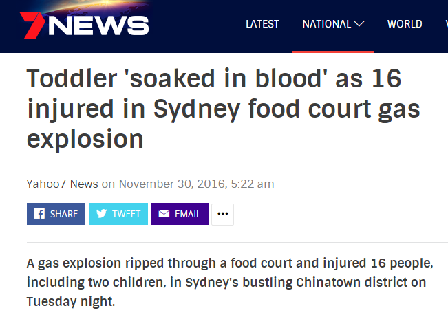 1 悉尼唐人街德信大厦Food Court昨晚发生爆炸，是煤气爆炸原因还是另有隐情？